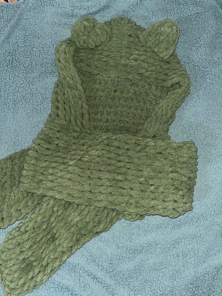 Yeşil Handmade Kapşonlu Atkı - Görsel 3