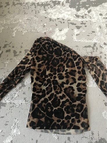 Tül leopar bluz