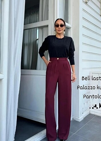 Beli lastikli Palazzo pantolon