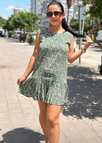 Zara Kırmızı Çiçek Desenli Mini Elbise