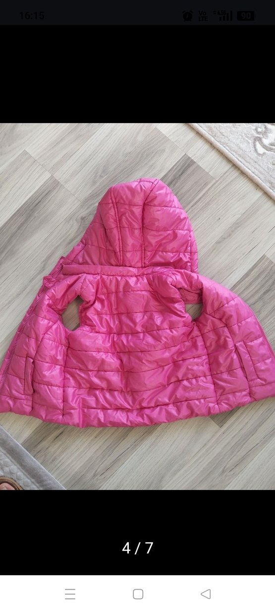 Kız Çocuk Kapüşonlu Pembe Yelek - Görsel 4