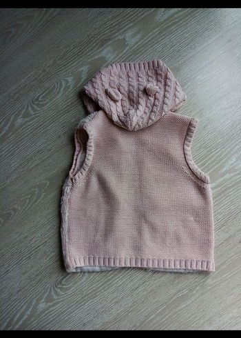 Kız Çocuk Kapüşonlu Triko Yelek - Görsel 2