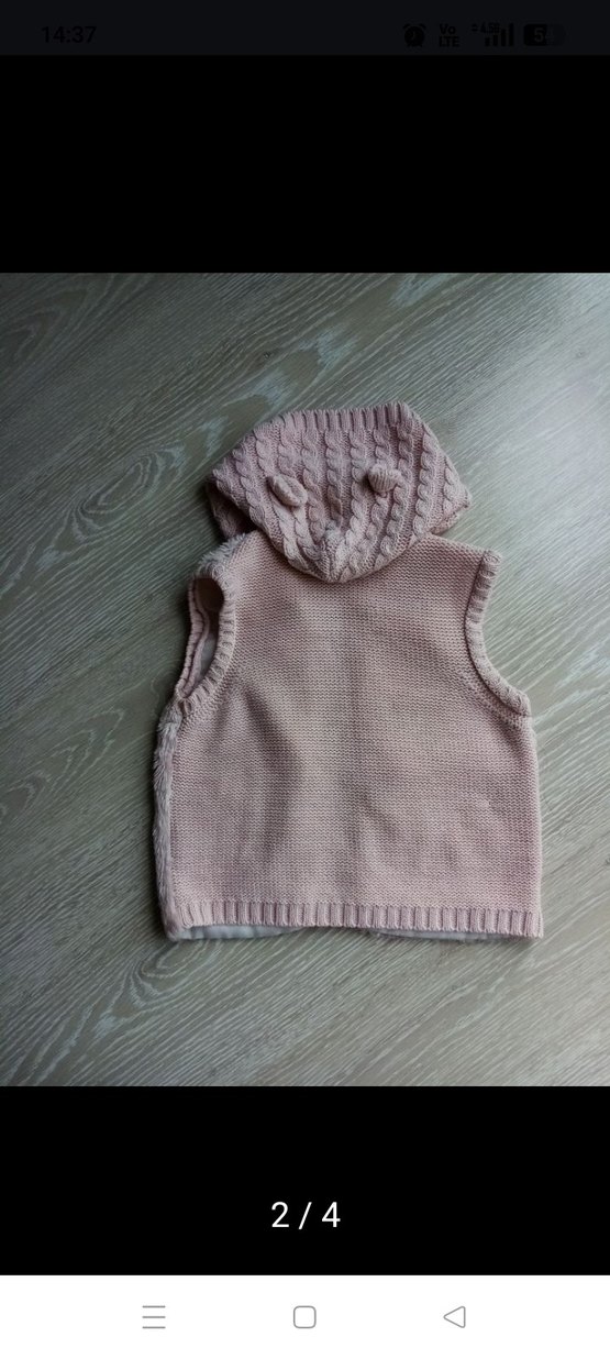 Kız Çocuk Kapüşonlu Triko Yelek - Görsel 2