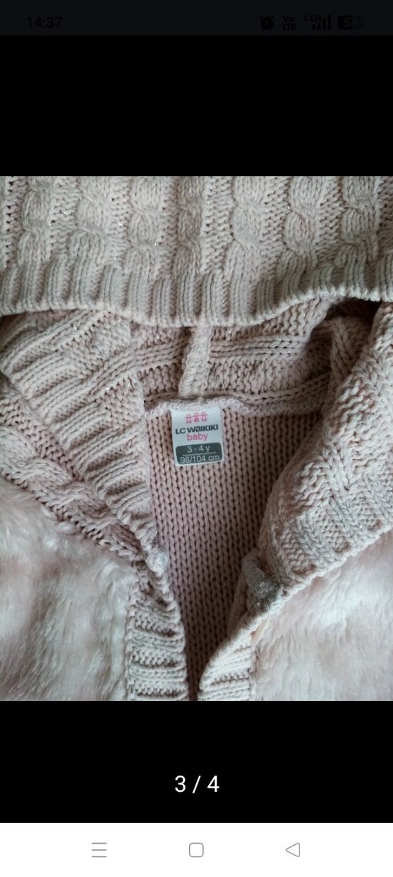 Kız Çocuk Kapüşonlu Triko Yelek - Görsel 3