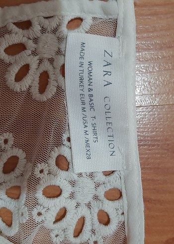 m Beden Dantel İşlemeli Bohem Kısa Kollu Bluz