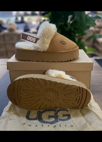 Diğer UGG Tüylü Kahverengi Platform Terlik