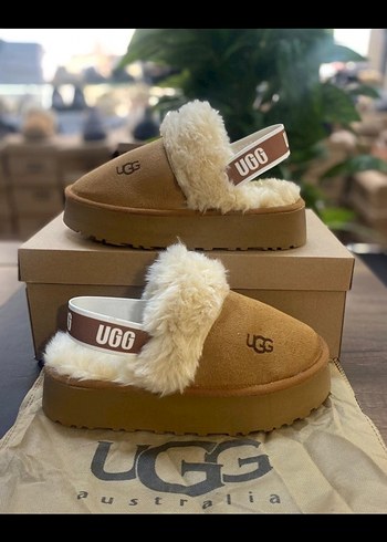UGG Tüylü Kahverengi Platform Terlik