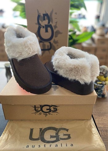 Diğer UGG Kadın Kahverengi Kürklü Platform Terlik