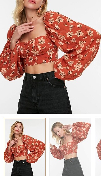 Çiçekli crop bluz