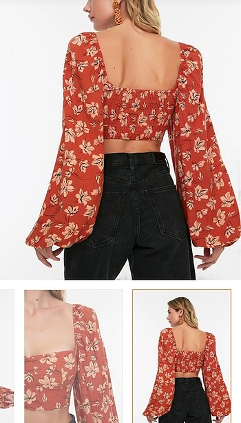 Trendyol & Milla Çiçekli crop bluz