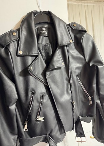 Siyah Deri Biker Ceket - Görsel 2