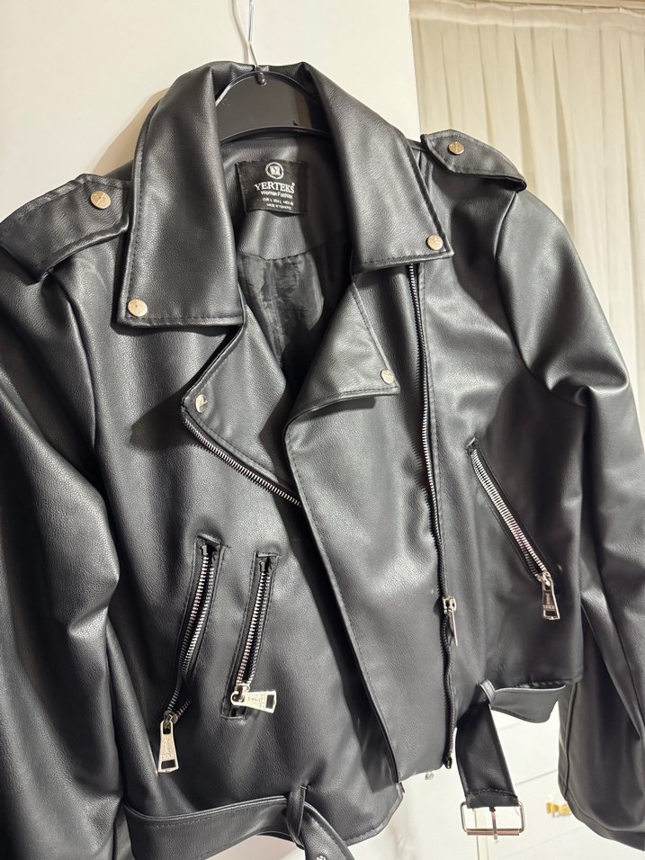 Siyah Deri Biker Ceket - Görsel 2