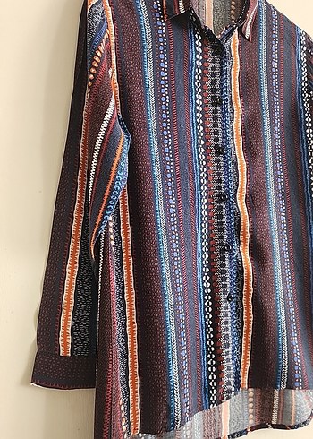 Uzun Kollu Çok Renkli Kadın Gömlek Ola Marka - Görsel 2