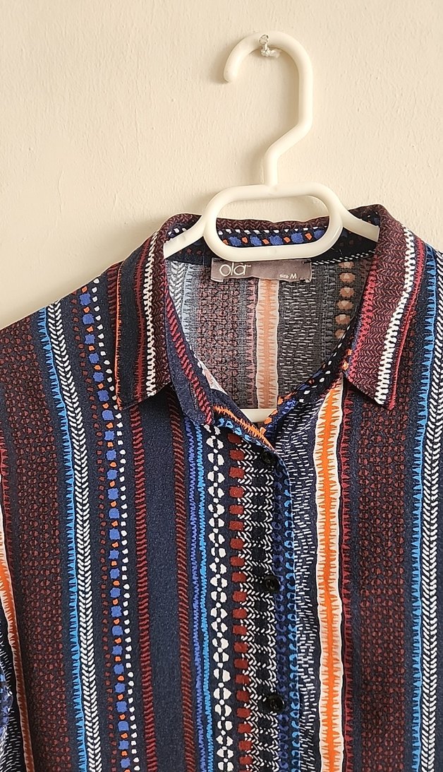 Uzun Kollu Çok Renkli Kadın Gömlek Ola Marka - Görsel 4
