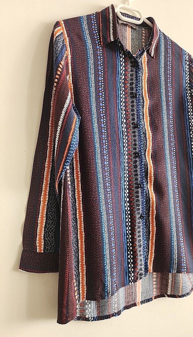 Uzun Kollu Çok Renkli Kadın Gömlek Ola Marka - Görsel 2