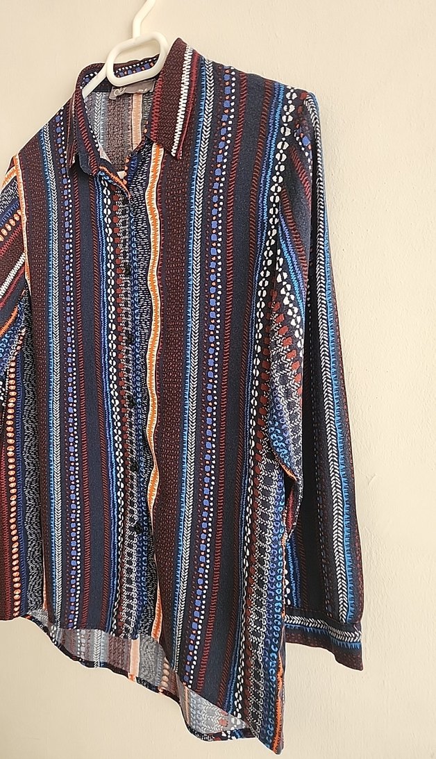 Uzun Kollu Çok Renkli Kadın Gömlek Ola Marka - Görsel 3