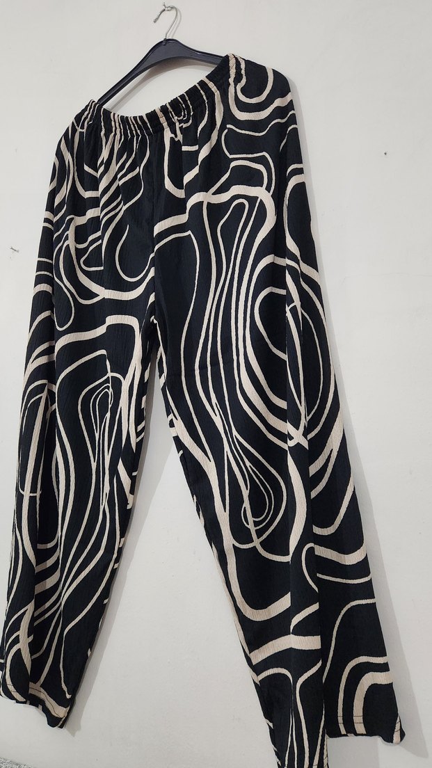 Zebra Desenli Salaş Kadın Pantolon - Görsel 4