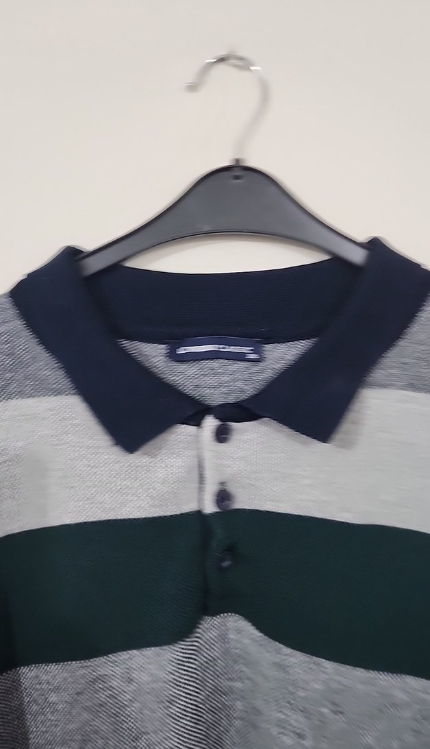 Gri Yeşil Çizgili Örgü Erkek Uzun Kollu Kazak - Görsel 4