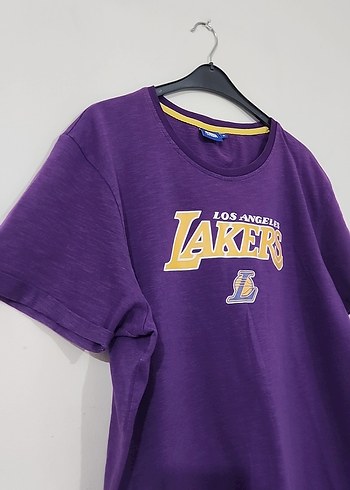 Mor Los Angeles Lakers Baskılı Erkek Tişört - Görsel 2