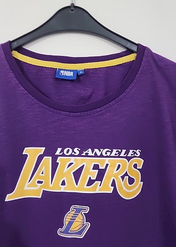 Mor Los Angeles Lakers Baskılı Erkek Tişört - Görsel 4