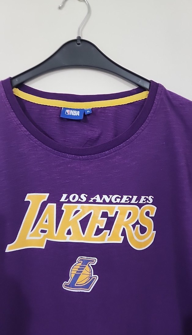 Mor Los Angeles Lakers Baskılı Erkek Tişört - Görsel 4