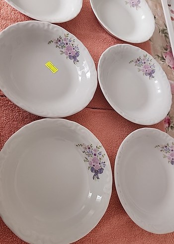 Beden Beyaz Çiçek Desenli 6'lı Porselen Yemek Tabağı Seti