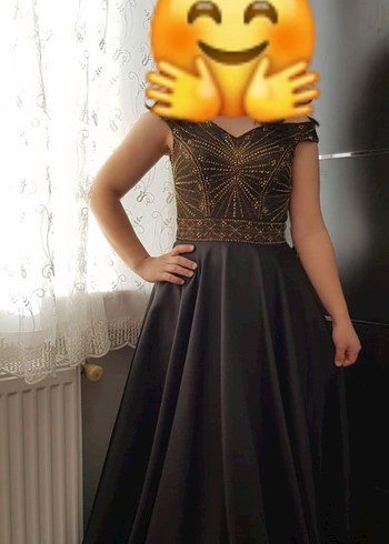 Nakışlı Siyah Uzun Abiye Elbise - Görsel 8