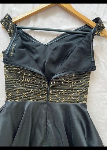 Nakışlı Siyah Uzun Abiye Elbise - Görsel 5