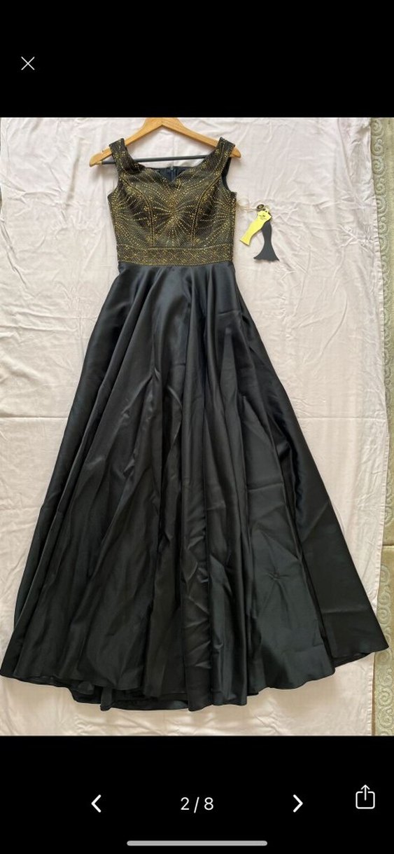 Nakışlı Siyah Uzun Abiye Elbise - Görsel 2