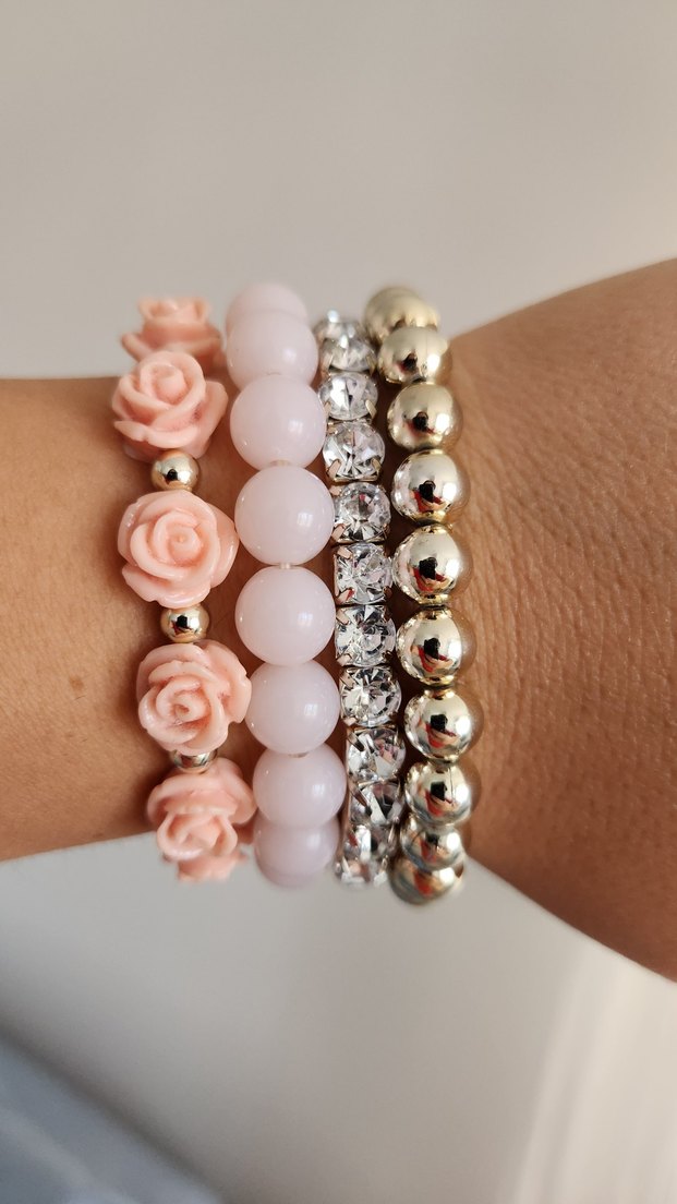 Boncuklu ve Çiçek Desenli Bohem 4'lü Bileklik Seti - Görsel 2