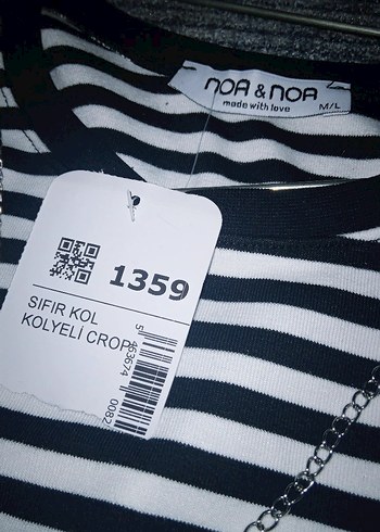 m Beden Kadın Çizgili Crop Kolyeli
