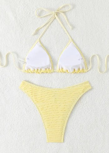 Diğer Sarı Dantelli Mini Bikini Takımı