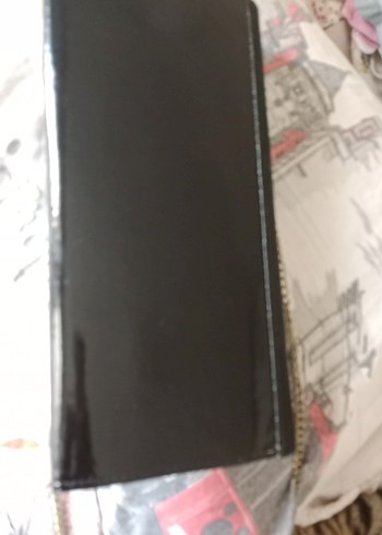 Klasik Siyah Deri Tokalı Kadın Clutch Çanta - Görsel 2