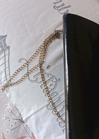 Klasik Siyah Deri Tokalı Kadın Clutch Çanta - Görsel 3