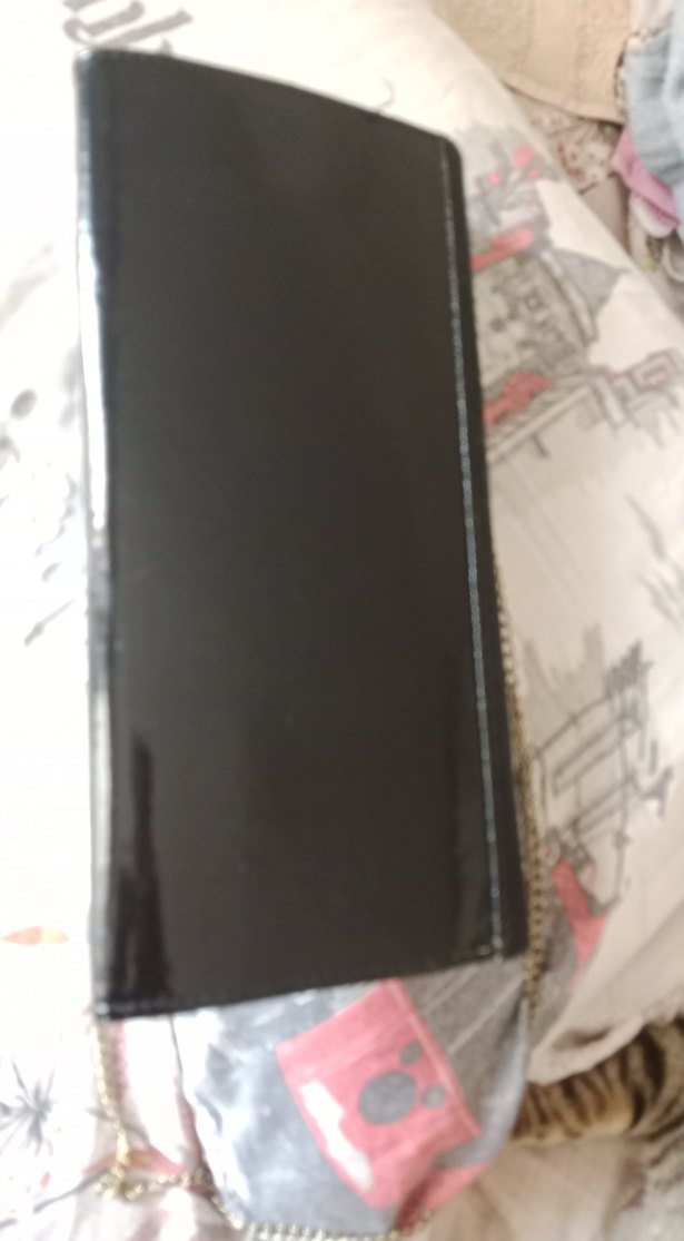 Klasik Siyah Deri Tokalı Kadın Clutch Çanta - Görsel 2