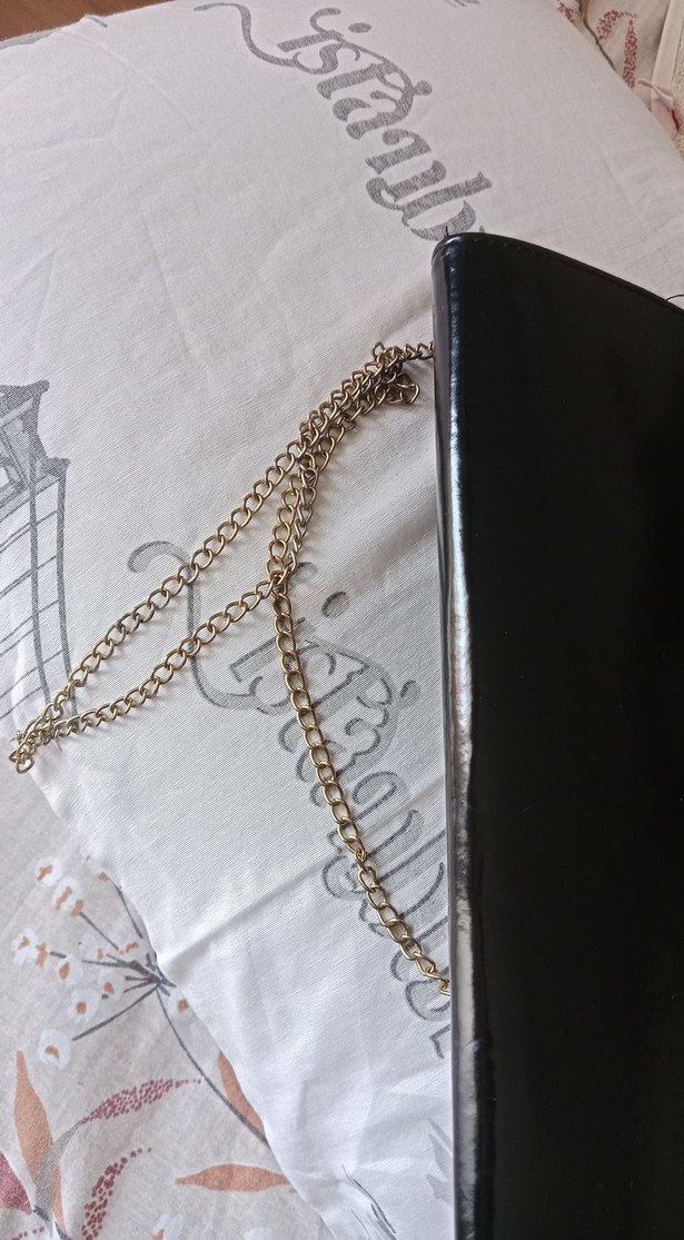 Klasik Siyah Deri Tokalı Kadın Clutch Çanta - Görsel 3