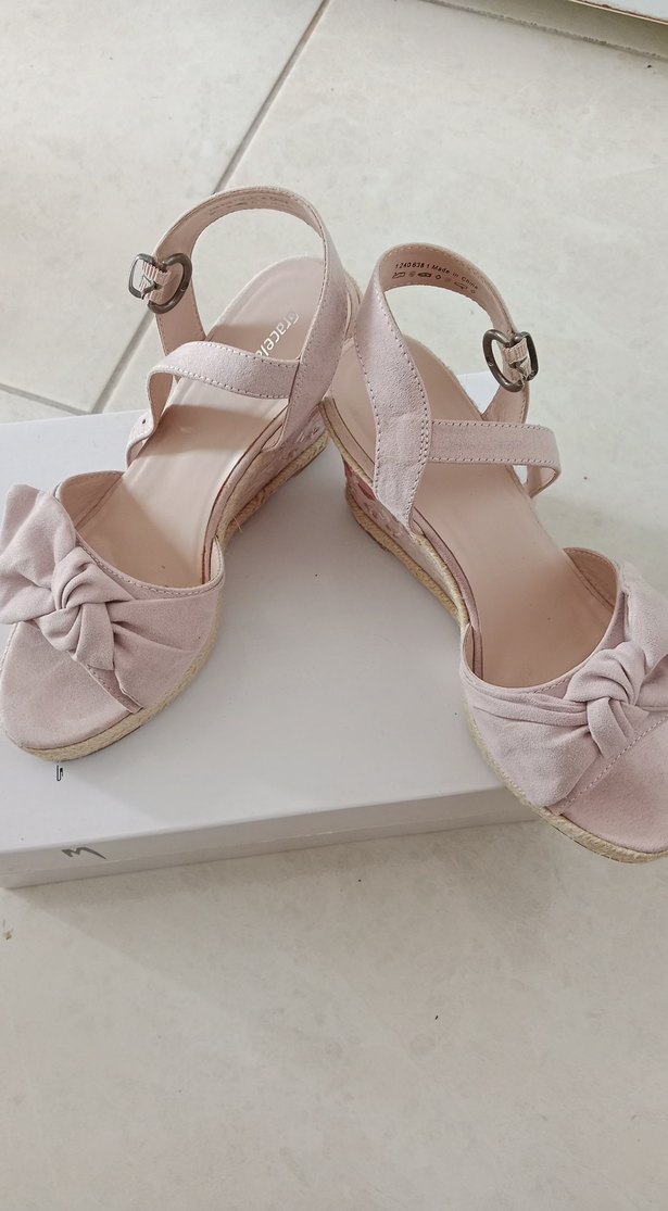 Bej Süet Topuklu Kadın Sandalet - Görsel 2