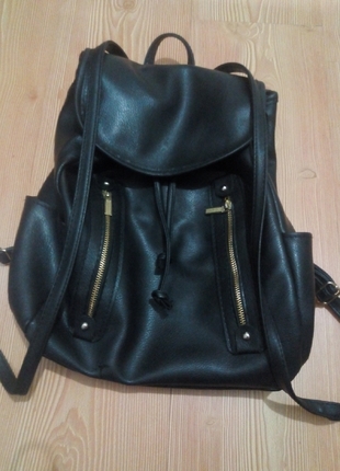 siyah deri sırt çantası