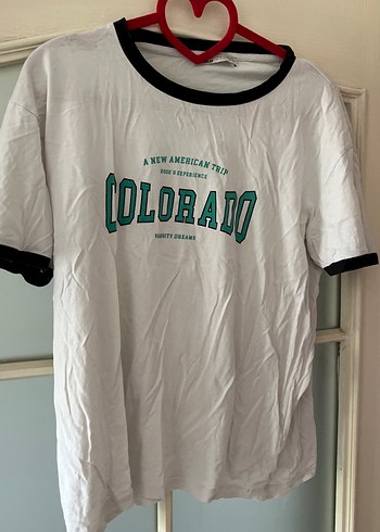 Beyaz Colorado Baskılı Oversize Tişört