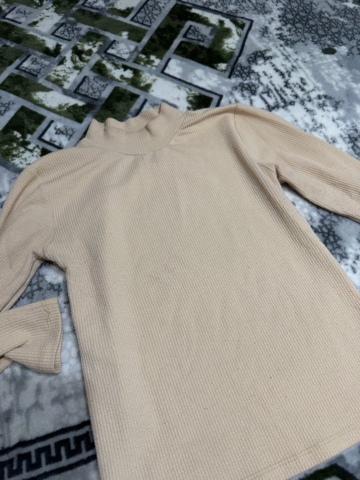 Bej Kadın Boğazlı Triko Kazak - Görsel 2