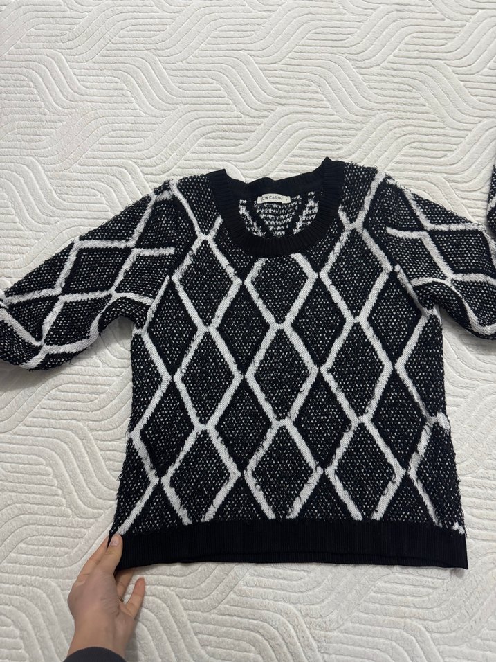 Kadın desenli triko kazak - Görsel 3