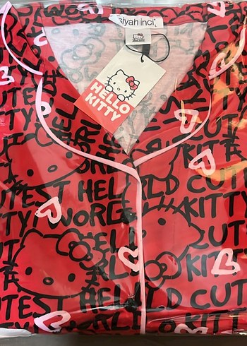 l Beden Kırmızı Hello Kitty Pijama Takımı