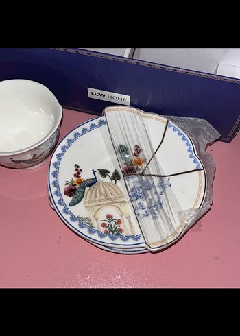 LCW HOME Beyaz Desenli Tabak ve fincan seti