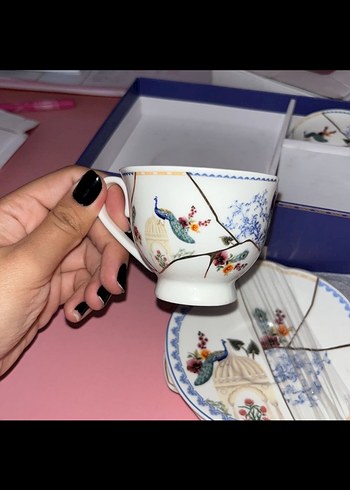 Lc Waikiki Home LCW HOME Beyaz Desenli Tabak ve fincan seti
