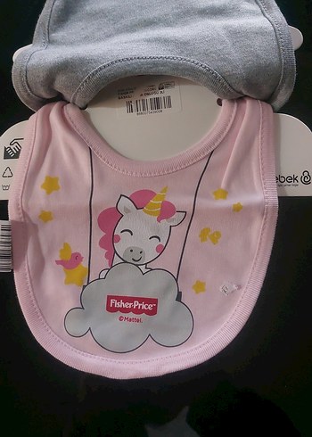 Fisher-Price Gri Baskılı Bebek Önlüğü - Görsel 2