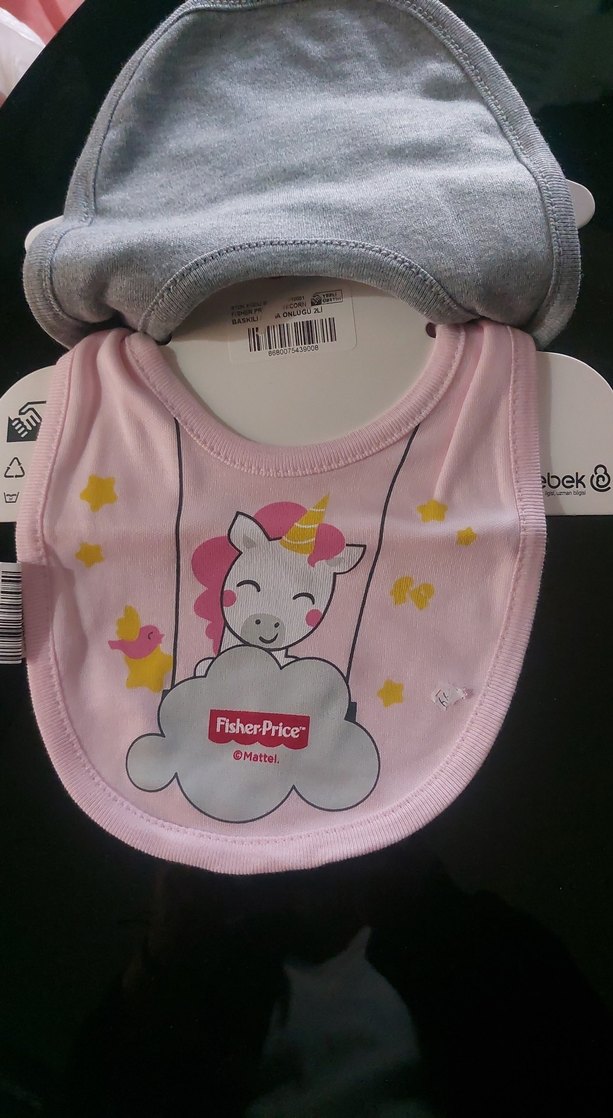 Fisher-Price Gri Baskılı Bebek Önlüğü - Görsel 2