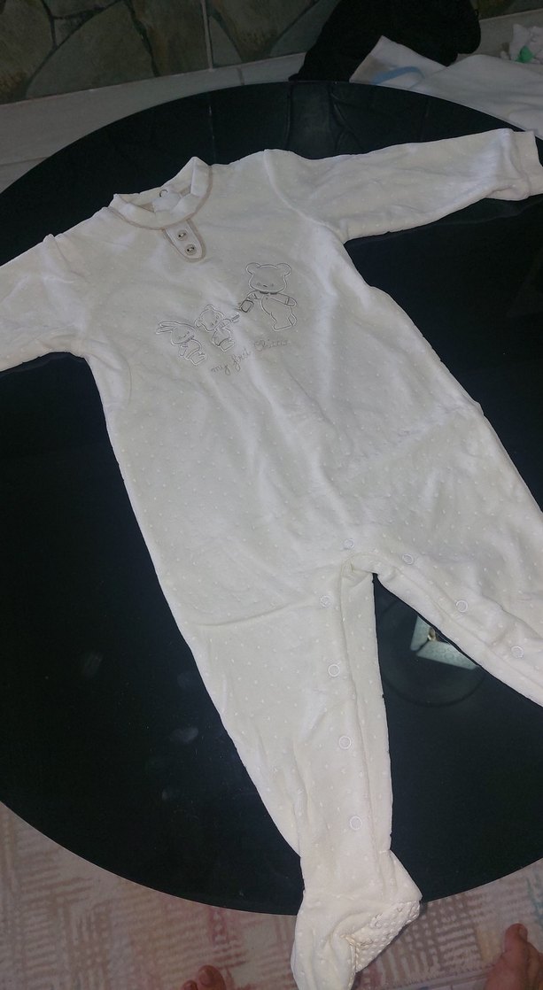 Kısa Kollu Düğmeli Bebek Erkek kadife tulum - Görsel 2