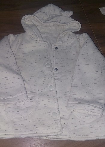 Kapüşonlu Düğmeli Erkek Çocuk Gri Kaban - Görsel 2