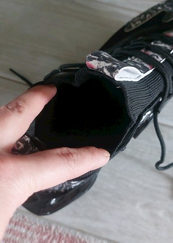 Desenli Siyah Yüksek Topuklu Bağcıklı erkek spor Ayakkabı - Görsel 3