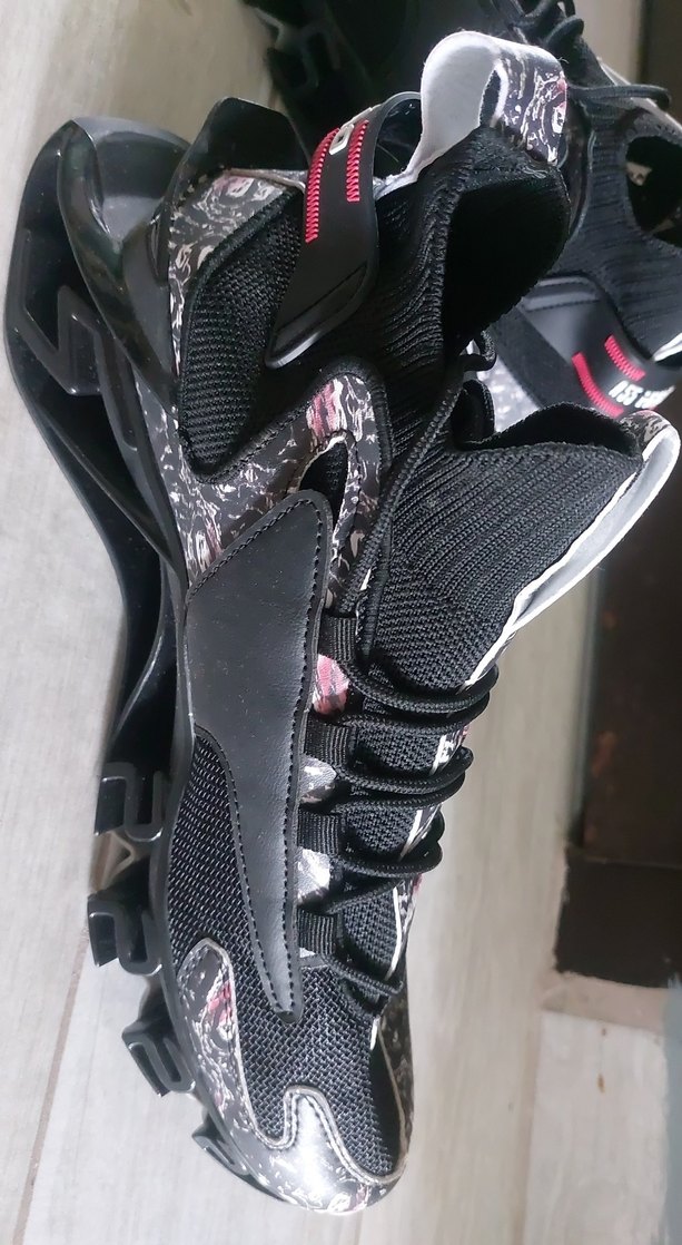 Desenli Siyah Yüksek Topuklu Bağcıklı erkek spor Ayakkabı - Görsel 2